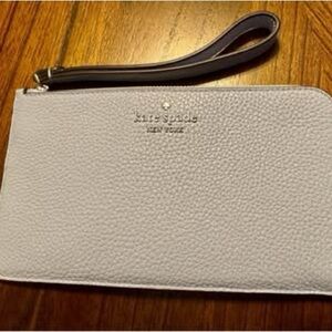 kate spade pebble leather wristlet - light blue
